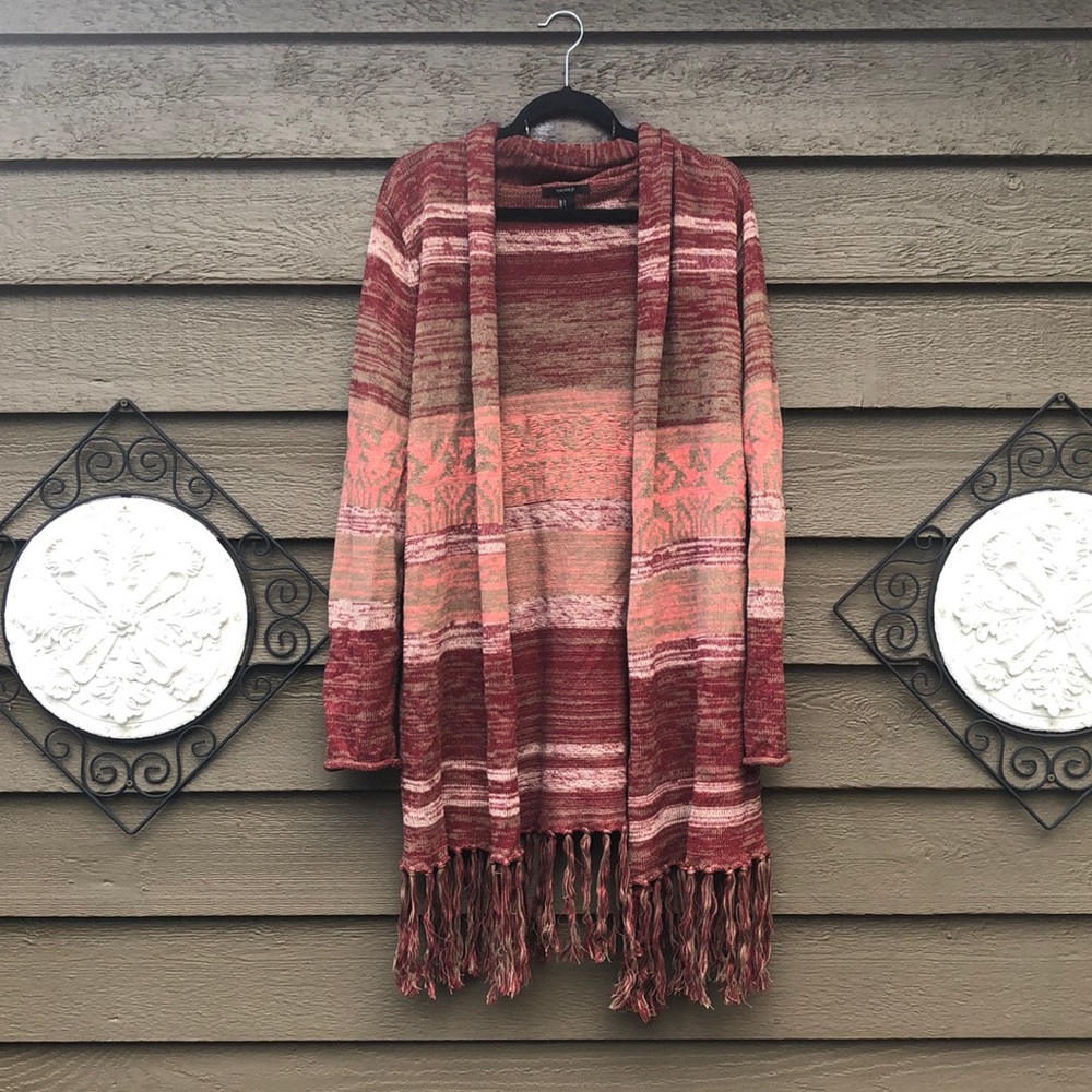 Striped cardigan with tassels